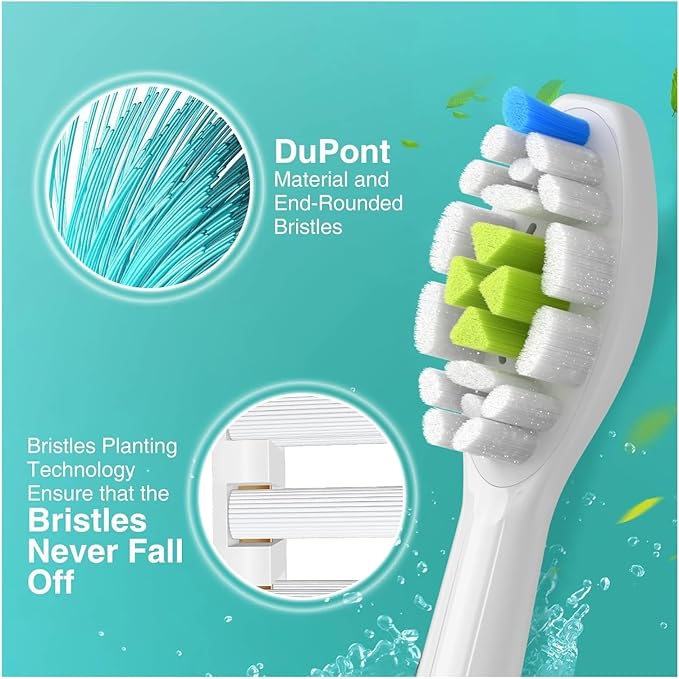 Compatible for 4/8pcs Replacement Toothbrush Heads Compatible with Philips Sonicare Soft Electric Brush Head 4100 6500 6100 7500 5(8White 8Black)