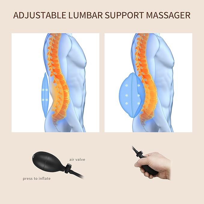 Back Massager with Heat Massage Seat Cushion with 3D Back Support 8 Vibrating Motors Massager Chair Pad for Full Body Pain Relief Ideal Gift for Valentine's Day/Lover/Parents/Friends