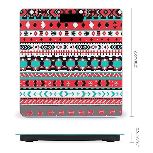 Men's Smart Scale for Body Weight Digital Bathroom Weighing Scale Automatic Switch Energy Saving Scale Geometric Indiana Western Southwest Tribal Ethnic Aztec Red Turquoise
