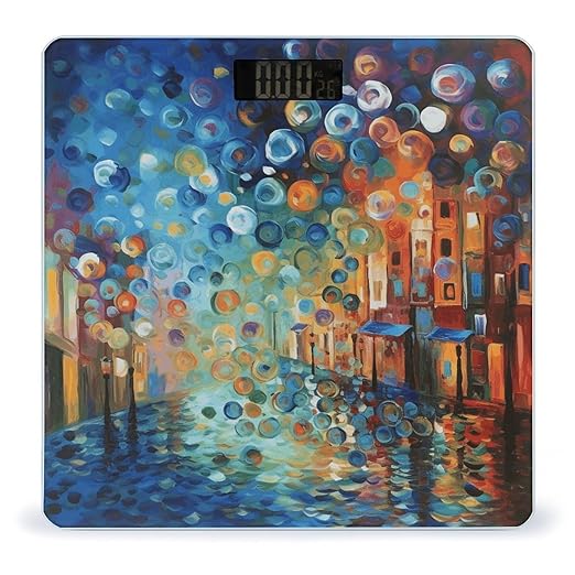 Colored Painting Bathroom Scale for Body Weight Bathroom Weighing Scale with Backlit LCD Display Highly Accurate Measures Weight Up to 180kg