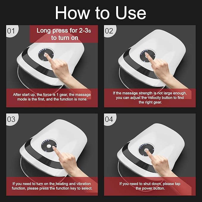 Xllent Hand Massager with Compression &amp HeatingMothers Day Gifts for Him and HerElectric Hand Massager for Arthritis and Carpal TunnelGifts for Women Men Her Him(White)