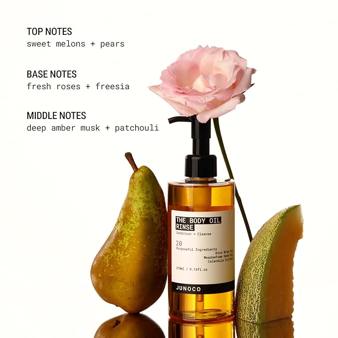 JUNO &amp Co. Shower Oil Body Wash with Rice Bran Oil &amp Full Body Nectar Serum 130 ml/4.39 Fl Oz