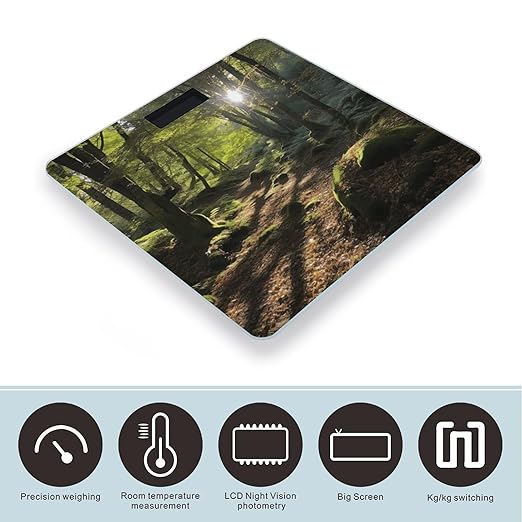 Sunshine in The Woods Scale for Body Weight Accurate Digital Bathroom Scale Toughened Glass High Precision Scales Smart Weight Scales with Large LCD Backlight Display Weighing Machine