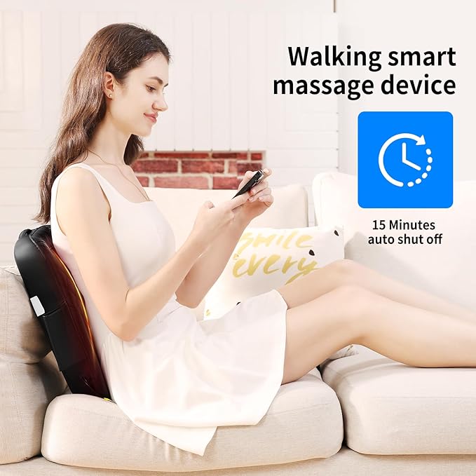 Shiatsu Back Massager with Heat Rolling Up and Down 4D Kneading Massage Electric Massager for Pain Relief Deep Tissue Lumbar Lower Back Massager Gifts for Women Men Mom Dad
