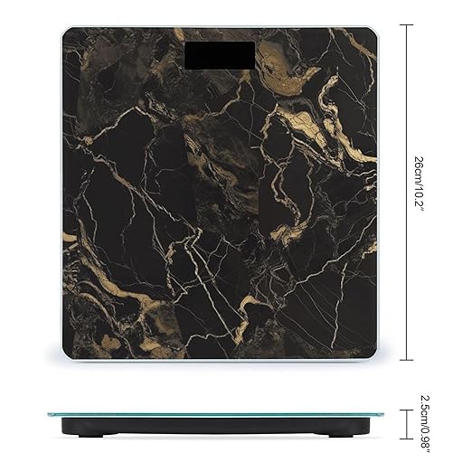 Gold Black Marble Scale for Body Weight Anti-Slip Tempered Glass Digital Bathroom Scales Clear LCD Display Weighing Scale Safe Rounded Corners Smart Scales