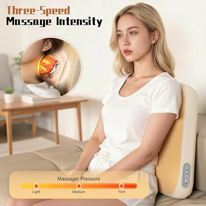 Shiatsu Back and Neck Massager for Pain Relief Deep Tissue Up and Down Rolling Back Massager with Heat Cordless Kneading Massage for Office Home Car Birthday Gifts for Women Men Mom Dad