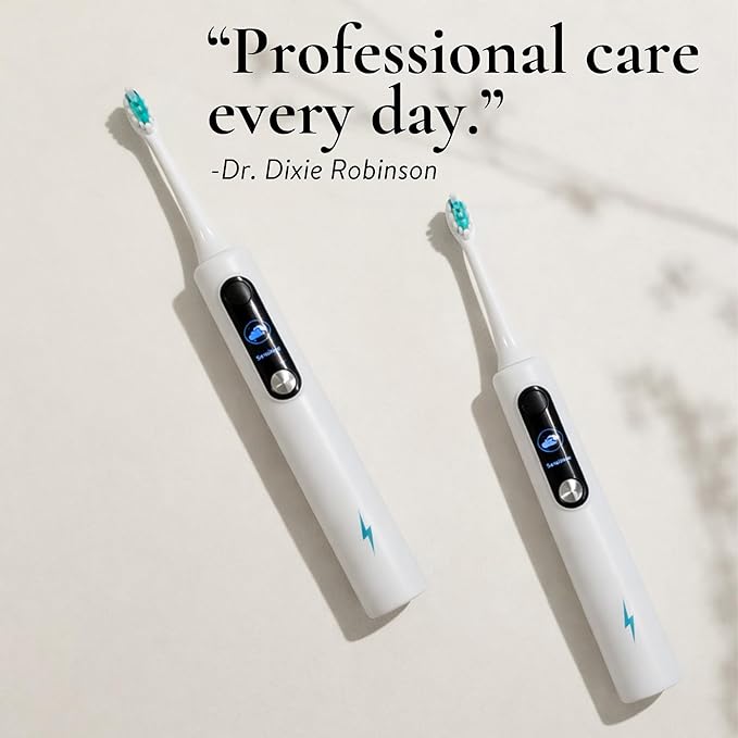 Electric Toothbrush with Tynex Bristles - Rechargeable Toothbrush with 30-Second Reminder &amp 2-Minute Smart Timer - IPX7 Waterproof Sonic Tooth Brush Includes 2 Tooth Brush Heads