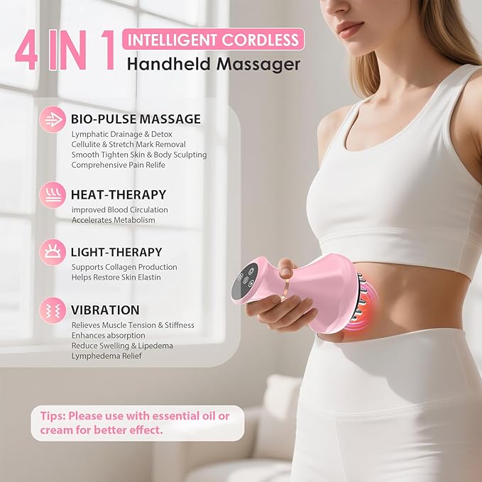 Lymphatic Drainage Massager Anti Cellulite Massage Tool For Thigh &amp Belly Stretch Marks &amp Cellulite Reduction Handheld Massage tools for Sciatica Nerve Legs Arms Hip Muscle Low Back Pai