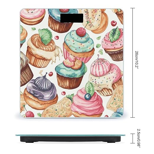 Cupcakes Donuts Muffins Sugar Scale for Body Weight Sturdy Tempered Glass Weighing Scales with LCD Display Accurate Digital Bathroom Scale Convenient Body Fat Smart Scales 400lb