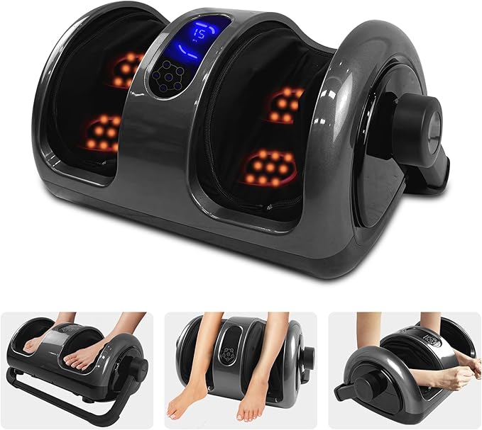 Shiatsu Foot Massager with Heat and Remote 360° Rotating Stand for Feet Calves and Arms Deep Kneading and Rolling Machine with Adjustable Intensity and Timerfor Home Office Relaxation