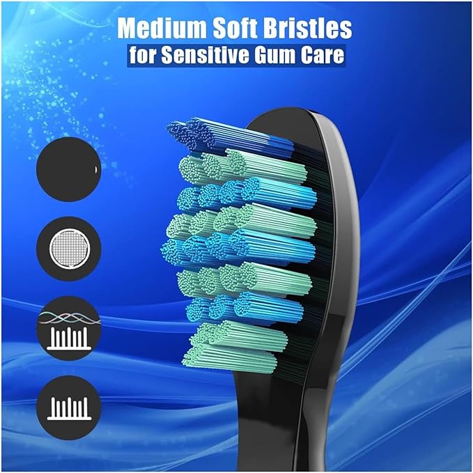 20Pcs Electric Toothbrush Replacement Heads Compatible for SEAGO SG910/507/958/515/949/575/551(Black-20pcs)