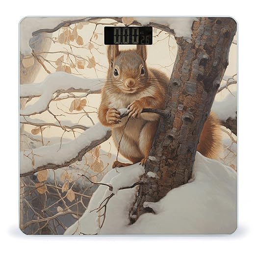 Squirrel on Tree Scale for Body Weight Accurate Digital Bathroom Scale Toughened Glass High Precision Scales Smart Weight Scales with Large LCD Backlight Display Weighing Machine