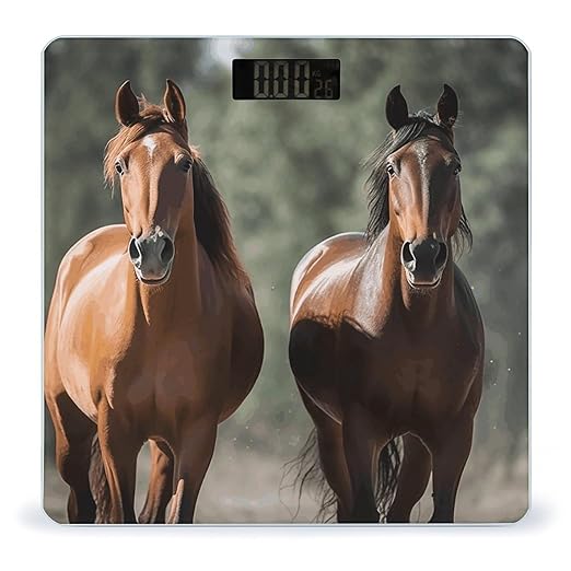 Animales Horses Digital Bathroom Scale for Body Weight with High Precision Digital Weighing Scale with BMI Clear LCD Display and Step-On Measures Weight Up to 180kg