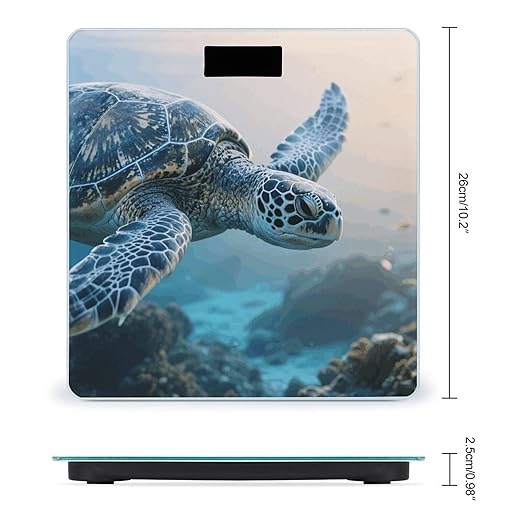 Blue Sea Turtle Weight Scale Cute Bathroom Scale for Body Highly Accurate Digital Weighing Machine for People Compact LCD Display Scales with Sturdy Toughened Glass Scales