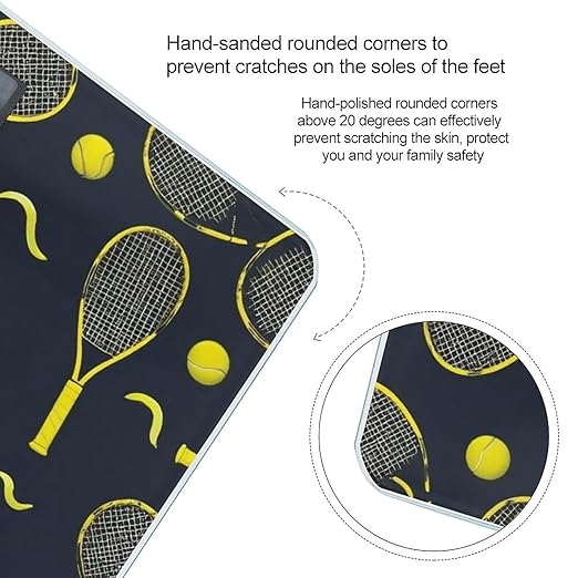 Smart Scale for Body Weight Automatic Switch Digital Bathroom Weighing Scale Funny Colourful Tennis Racquets and Tennis Balls