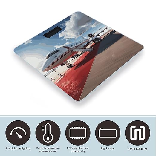 Red Carpet Airplane Bathroom Scale Ultra-Bright Liquid Crystal Screen Weight Scale Accurate Bathroom Body Scales for Body Weight Bathroom Pet Home Bedroom Gift-Giving