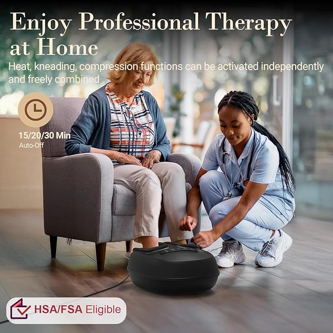 FSA Eligible HSA Foot Massager 2026 Upgraded Feet Massager with Heat Compression 3D Deep Kneading Relief for Foot Fatigue Relief &amp Neuropathy Birthday Gifts for Women Men（with Remote）