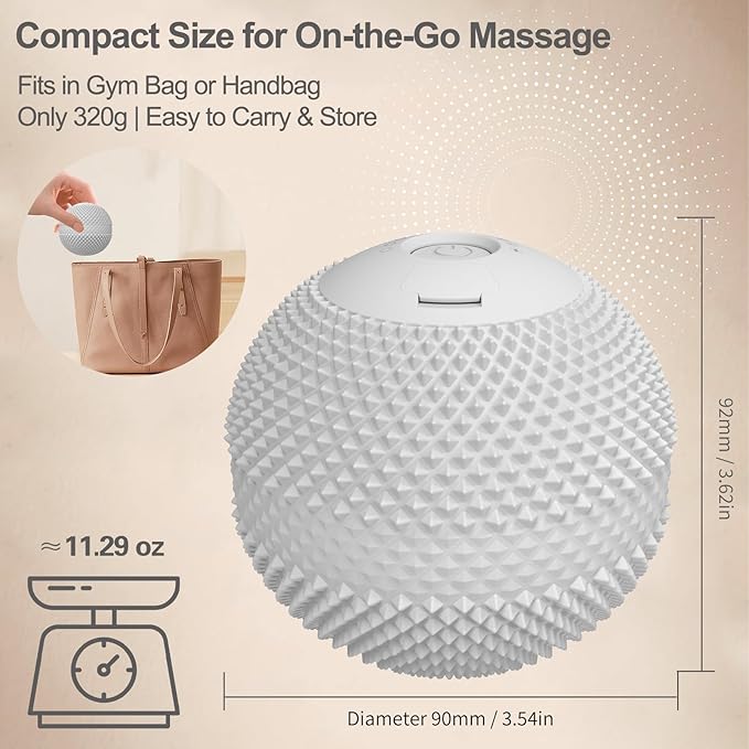 Vibrating Massage Ball with Heat Deep Tissue Trigger Point Massage Ball for Back Hip and Muscle Recovery Myofascial Release Mobility Ball with 7 Modes and Memory (Grey)