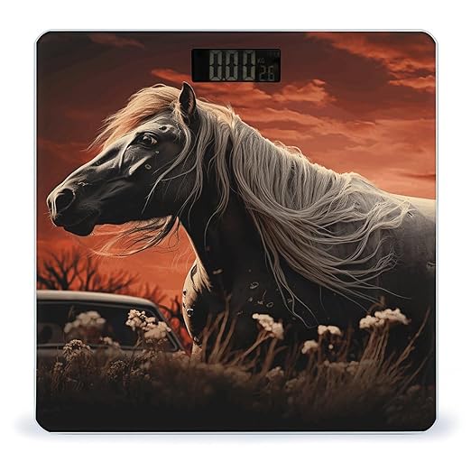 Romantic Mustang Scale for Body Weight Anti-Slip Tempered Glass Digital Bathroom Scales Clear LCD Display Weighing Scale Safe Rounded Corners Smart Scales