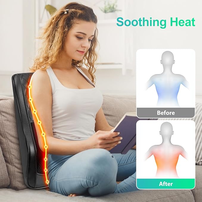 Back Massager for Back Pain Deep Tissue Shiatsu Neck and Back Massager with Heat 3D Kneading Massage Pillow for Shoulder Leg Gifts for MenWomen