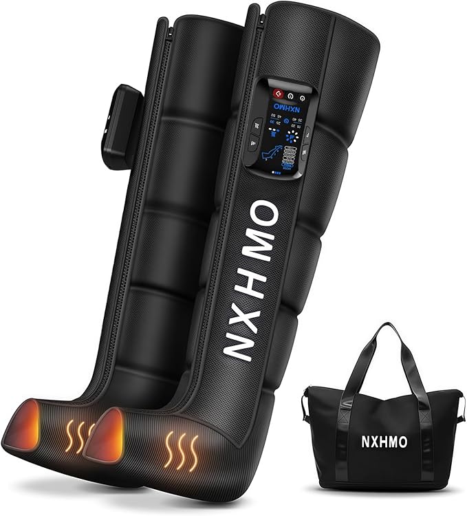 Cordless Leg Air Compression Massager with Heat for Circulation and Pain ReliefSequential Compression Boot for Athletes (L Size)