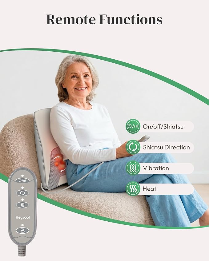 Shiatsu Back and Neck Massager with Heat FSA Eligible HSA Deep Tissue Back Massager for Pain Relief Massage Pillow with Vibration for Neck Shoulder