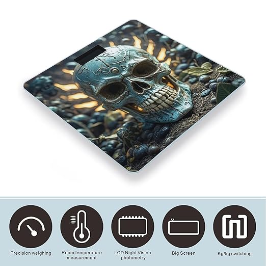 Cool Evil Skull Scale for Body Weight Highly Accurate Digital Bathroom Body Scale Digital Bathroom Scales for People Anti-Slip Large LCD Display Smart Scales