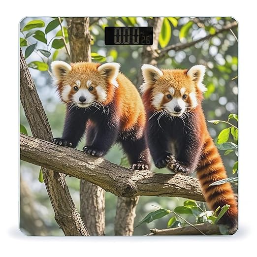Red Pandas Scale for Body Weight Highly Accurate Digital Bathroom Body Scale Digital Bathroom Scales for People Anti-Slip Large LCD Display Smart Scales