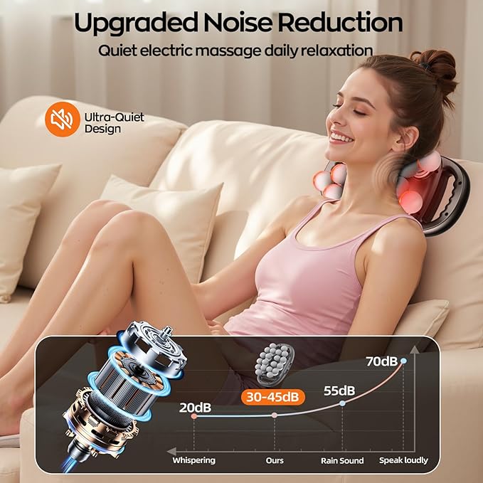 20-Head Massage Gun Deep Tissue 9 Modes &amp 9 Intensity Levels Body Percussion Muscle Massager Quiet Electric Handheld Massage Tools for Neck Back Shoulder Waist Leg Feet Daily Relaxation