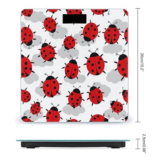 Men's Fashion Automatic Switch Digital Bathroom Weighing Scale Smart Scale Red Black Dots Ladybugs Pattern