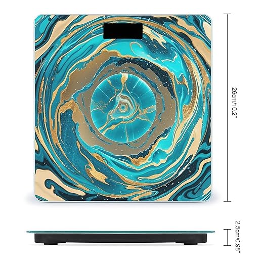 Turquoise Blue Gold Marble Scale for Body Weight Highly Accurate Digital Bathroom Body Scale Digital Bathroom Scales for People Anti-Slip Large LCD Display Smart Scales