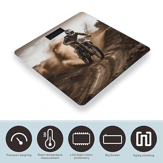 Motocross Weight ScaleClear LED Display Bathroom Digital Weighing ScaleTempered Glass Digital Bathroom Scale for Body Weight Capacity Up to 400 Lbs