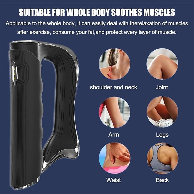 Electric Guasha Fascia Massager Guasha Scraper Muscle Relaxing Release Pressure Muscle Relaxation StimulatorBlack