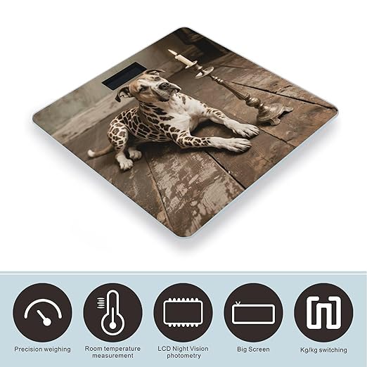 Animal Pit Bull Bathroom Scale for Body Weight Bathroom Digital Electronic Weighing Scale with Back Lit LED Display Sturdy Tempered Glass Weight Watchers Scales 400lb