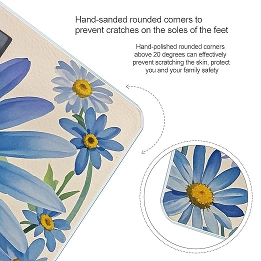 Blue Flower Watercolor Daisy Smart Scale for Body Weight Accurate Bathroom Scale with LED Display Digital Weight Scales Weighing Machine High Precision Scales for Bath Home