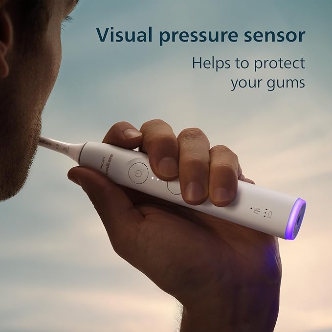 Philips Sonicare 6500 Series Electric Toothbrush - Next-Generation Sonicare Technology Pressure Sensor 9 Brushing Settings SmarTimer BrushPacer 21-Day Runtime Travel Case White HX7410/10