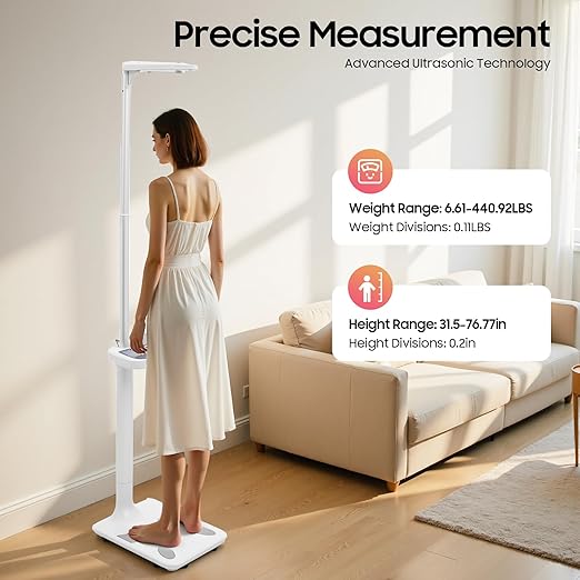Multifunction Medical Body Weight Scale Ultrasonic Electronic Height and Weight Scale with LCD Weight Scale for Homes Gyms Beauty Salons Hospitals Schools
