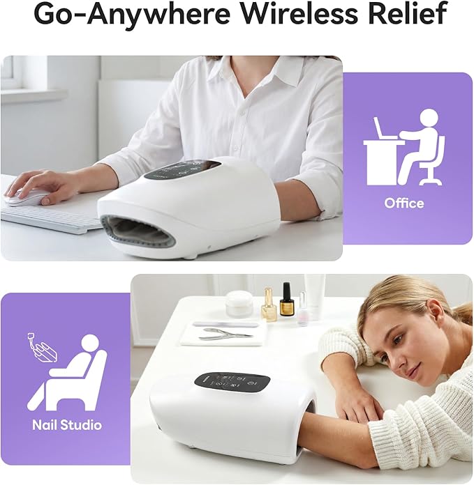 vrenmol Hand Massager with Heat and Compression: 3 Modes 5 Intensities Rechargeable Electric Hand Massage Tool for Wrist Hand Massager for Muscles Fingers 3 Type Timers Home Gift for Women Men