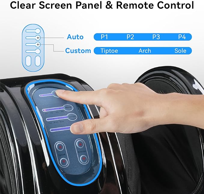 Premium Shiatsu Foot Massager with Remote Control Deep Kneading Rolling &amp Heat Therapy for Feet Ankles &amp Legs Plantar Fasciitis &amp Neuropathy Pain Relief Gift for Men/Women/Parents (Bl