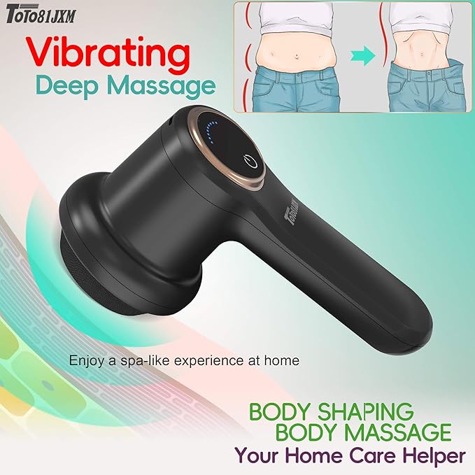 Handheld Cellulite Massager Body Sculpting Machine Lymphatic Drainage Device Lipo Massage Roller for Stomach Belly Butt Arms Legs Vibrating Massage Home Use Cordless &amp Mini (Black)
