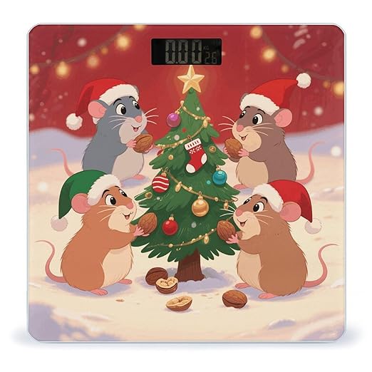 Christmas Hamsters Scale for Body Weight Sturdy Tempered Glass Weighing Scales with LCD Display Accurate Digital Bathroom Scale Convenient Body Fat Smart Scales Easy Read
