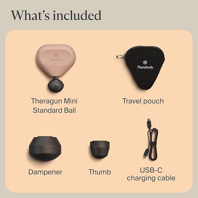 TheraGun Mini (3rd Generation) by Therabody – Ultra-Portable Massage Gun and Travel Essential for Fast Effective Pain and Tension Relief Anywhere (Desert Rose)
