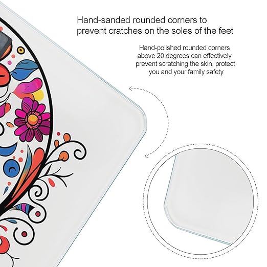 Sugar Skull Bathroom Scale Large LCD Backlight Display Digital Scale Rounded Corners Body Scales Automatic Power On/Off Bathroom Scales for Home Bedrooms