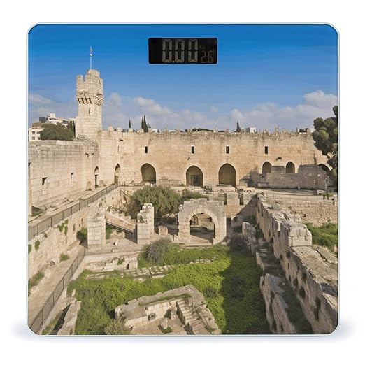 Israel at The Tower of David Bathroom Scale Large LCD Backlight Display Digital Scale Rounded Corners Body Scales Automatic Power On/Off Bathroom Scales for Home Bedrooms