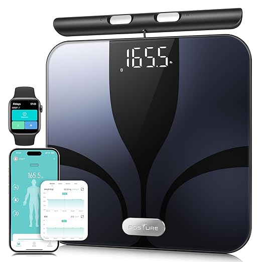 Posture Scale for Body Weight and Fat Digital Bathroom Scale BMI Weighing Bluetooth Body Fat Scale 8 Electrode Smart Body Fat Scale Full Body Composition Analyzer with Voice Prompt
