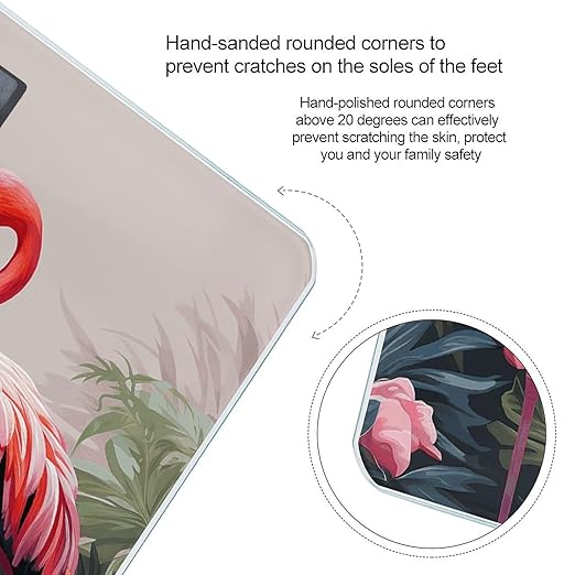 Pink Flamingo Birds on Background Digital Bathroom Scale for Body Weight Weighing Scale with Backlit LCD Display High Precision Measurements &amp Measures Weight Up to 180kg