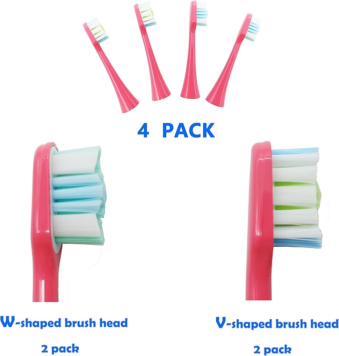 Folding Electric Toothbrush Pink Sonic Electric Self Cleaning Travel Rechargeable Portable.4 Brush Heads.