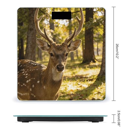 Fur Horn Shining Light Weight ScaleClear LED Display Bathroom Digital Weighing ScaleTempered Glass Digital Bathroom Scale for Body Weight Capacity Up to 400 Lbs