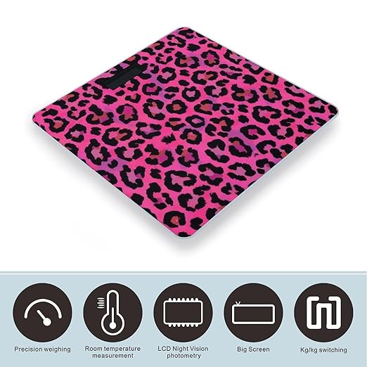 Men's Fashion Automatic Switch Digital Bathroom Weighing Scale Smart Scale Hot Pink Tie Dye Leopard Cheetah Print