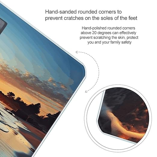 Sunset View on The Beach Shore Digital Bathroom Scale for Body Weight Weighing Scale with Backlit LCD Display High Precision Measurements &amp Measures Weight Up to 180kg
